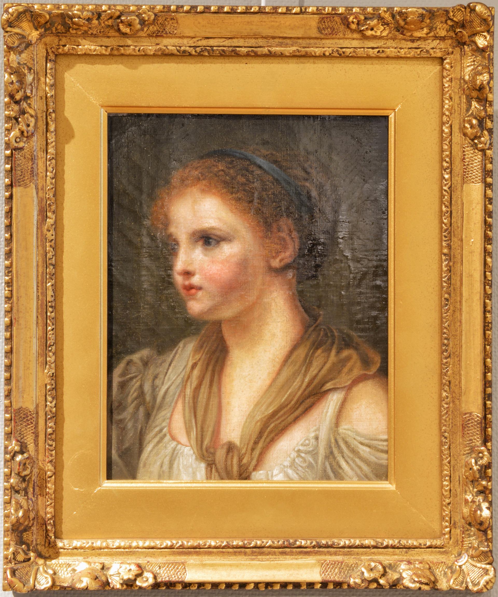 Schilderij portret jonge dame.