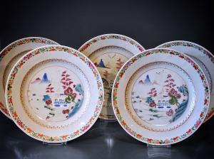 Stel Chinese famille Rose borden (5x)