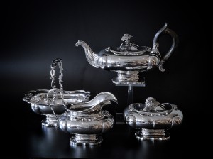 Theeservies Bentveld zilver (4 stuks).
