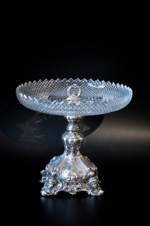 Zilveren Tazza met kristallen schaal 1