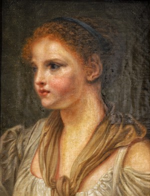 Schilderij portret jonge dame.